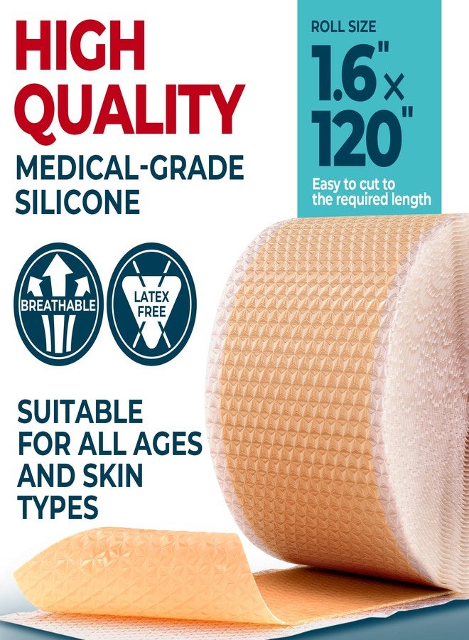 MYHELP Medical Grade Silicone Scar Tape - 1.6”x120” - Visible Difference on Surgical & Keloid Scars - Reusable Silicone Scar Sheets - Easy to Use Silicone Tape for Scars - Image 4